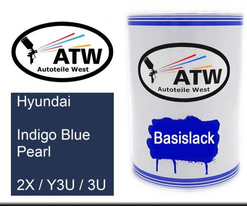 Hyundai, Indigo Blue Pearl, 2X / Y3U / 3U: 500ml Lackdose, von ATW Autoteile West.